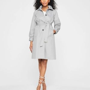 Gathered Trench Coat - New With Tags - NEVER WORN - Blue Grey